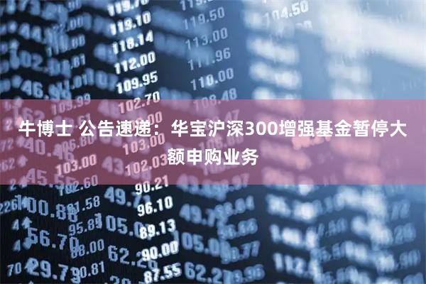 牛博士 公告速递：华宝沪深300增强基金暂停大额申购业务