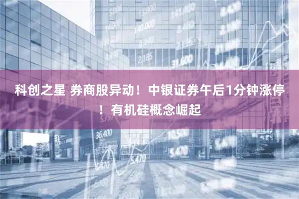 科创之星 券商股异动！中银证券午后1分钟涨停！有机硅概念崛起